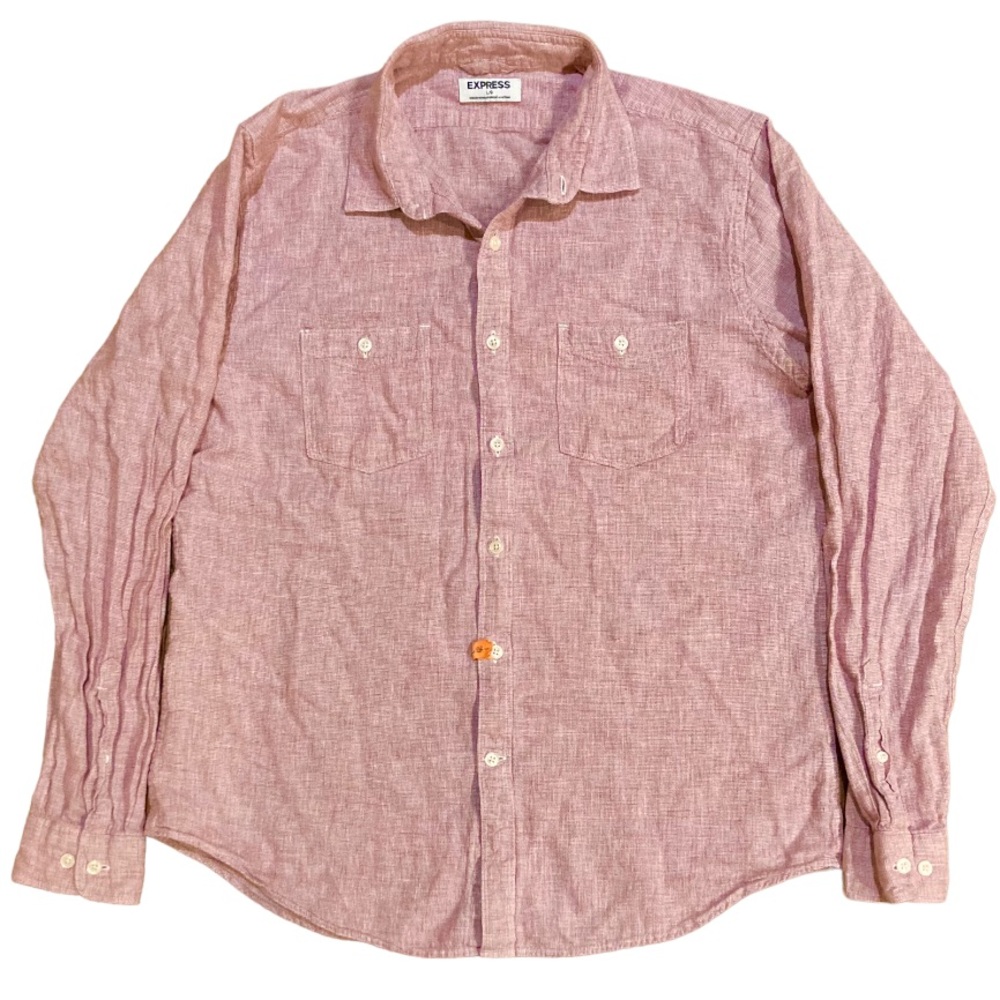 Pink Linen Blend Express Buttondown Shirt